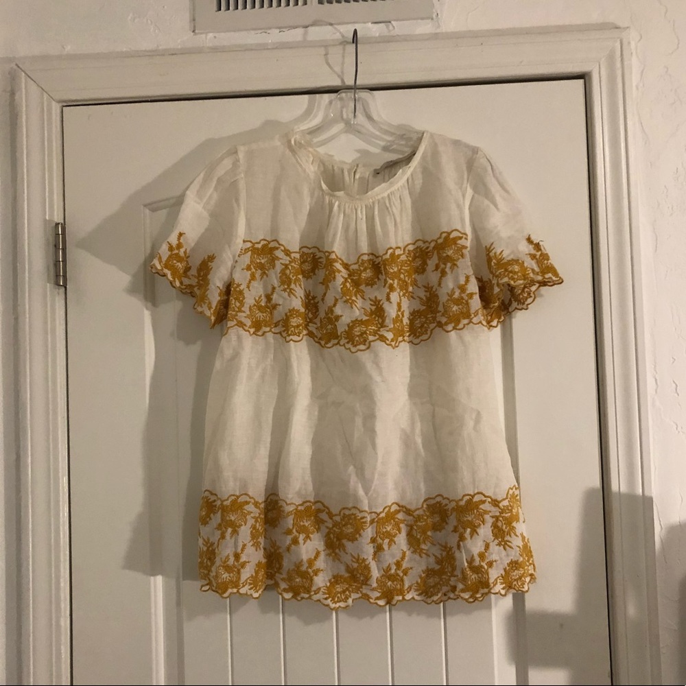 LOFT embroidered babydoll top size M